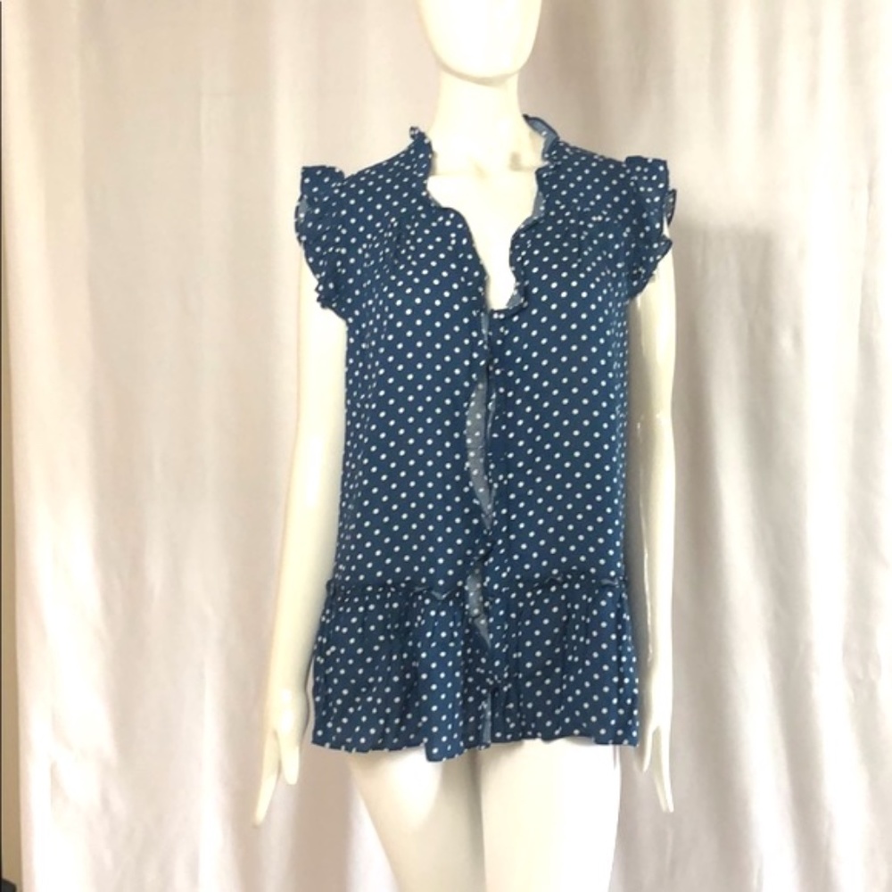 JESSICA SIMPSON NEW RUFFLE POLKA DOT BLOUSE